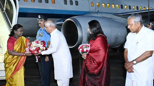 President Draupadi Murmu reaches Kerala for a four