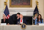 Trump cuts roundtable short after getting note and whisper from Marco Rubio