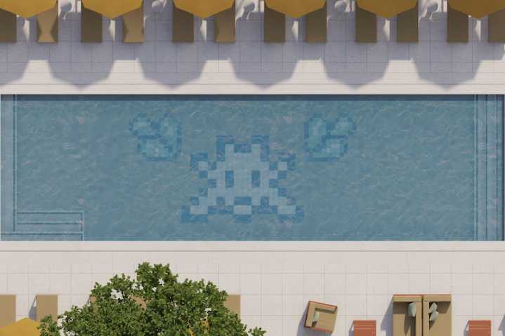 Invader Brings His Pixelated Art to Nashville with Rooftop Mosaic at Ray