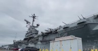 Anchored off Alameda, the USS Hornet hosts special events in honor of San Francisco's Fleet Week