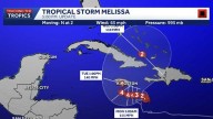 Tropical Storm Melissa stationary in the Caribbean as 4 deaths reported and huge rains expected
