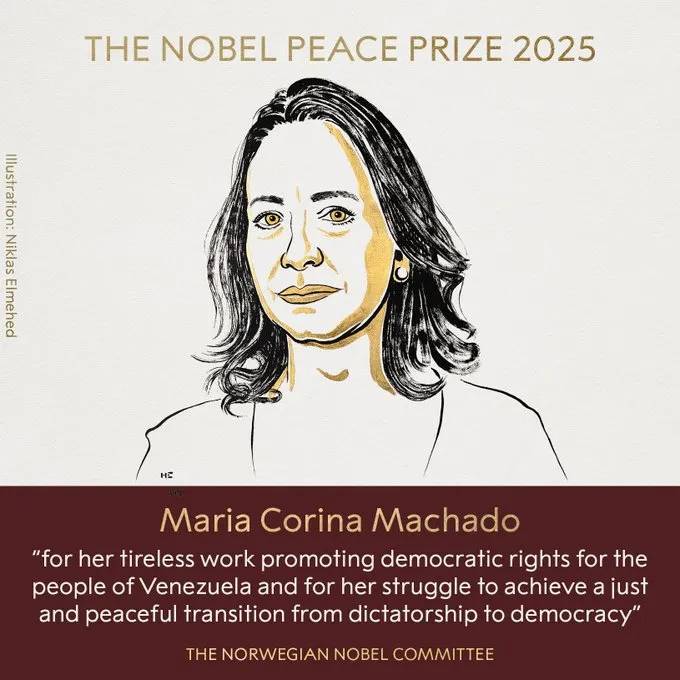 Venezuelan woman Maria Machado wins Nobel Peace Prize