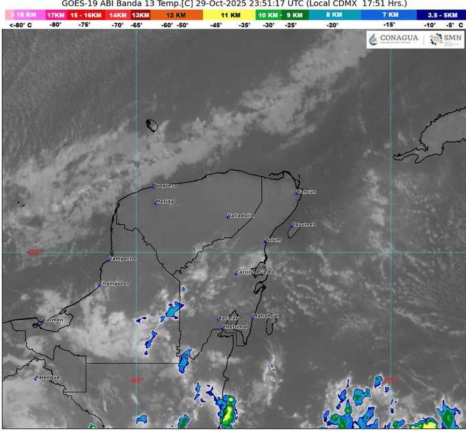 SMN pronostica lluvias aisladas en Quintana Roo