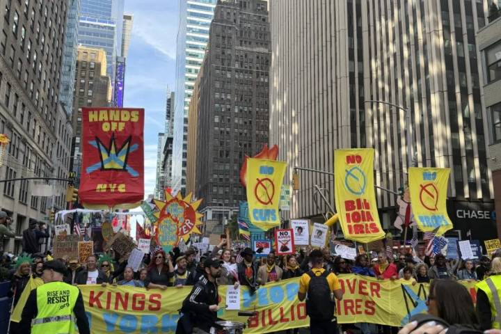 Thousands of New Yorkers flock to Times Square for 'No Kings' protest against Trump