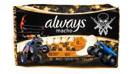 Always Appeals To Men With Pads Featuring Pictures Of Monster Trucks, Pro Wrestlers