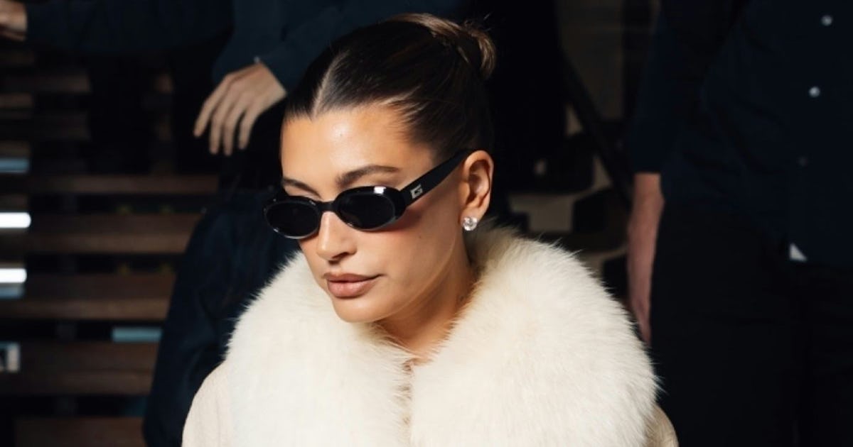 Hailey Bieber Pairs a Vintage Galliano Fur Coat With Casual Blue Jeans