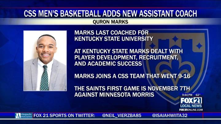 CSS Men’s Basketball Hires Quron Marks as New Assistant Coach