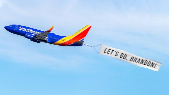 Weird: Many Southwest Planes Flying Banners Reading 'Let's Go Brandon'