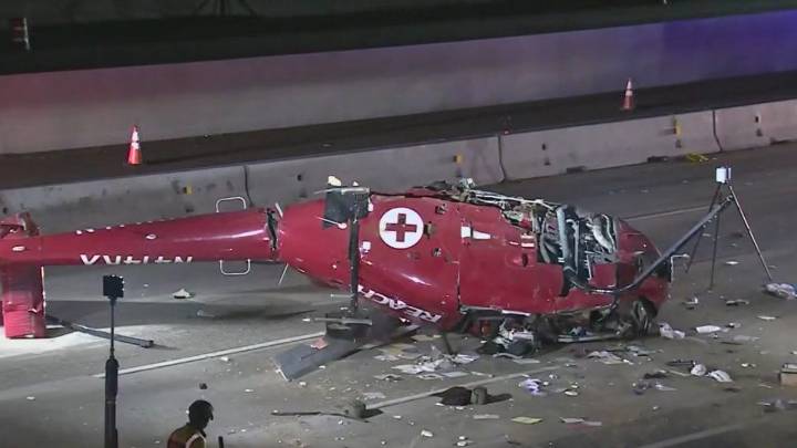 3 critically injured after medical helicopter crashes on California freeway