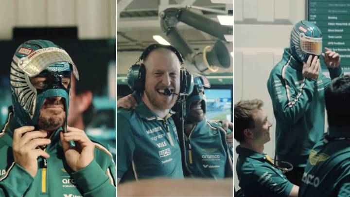 La última locura de Fernando Alonso, en el GP de México: se 'pasa' a la lucha libre y alucinan en el garaje de Aston Martin