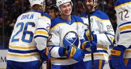 Sabres take first lead of the season on a shot that rebounds in off glass