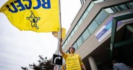 Unions converge in downtown Vancouver in push for B.C. public service contract