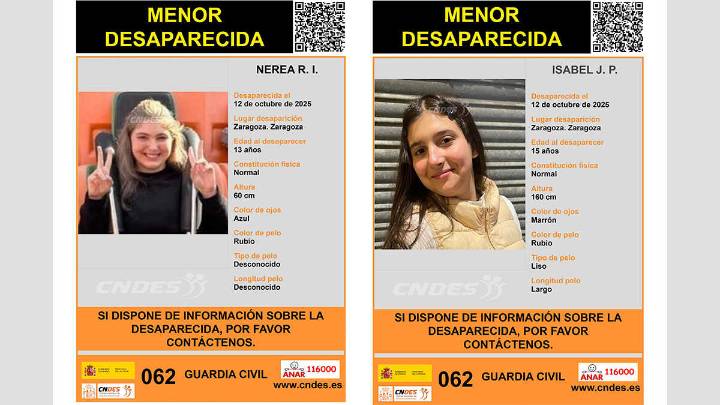 Desaparecidas dos menores de edad en Zaragoza desde el día del Pilar