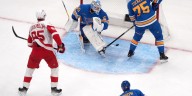 Dylan Larkin scores twice to help Red Wings beat Blues 5