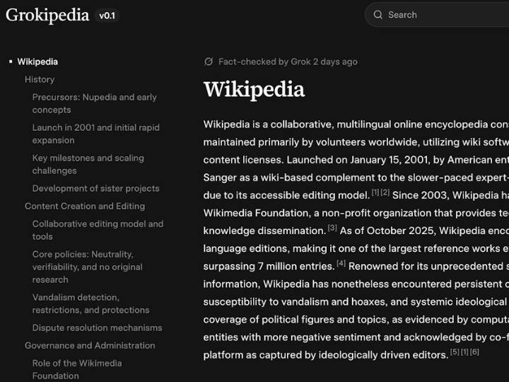 What Wikipedia and Grokipedia are saying about each other