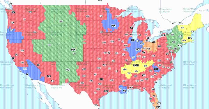 Broncos vs. Giants TV broadcast map for Week 7