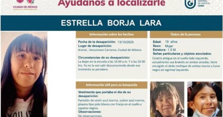 Buscan a Estrella Borja Lara, estudiante desaparecida tras ingresar a su escuela en la Venustiano Carranza