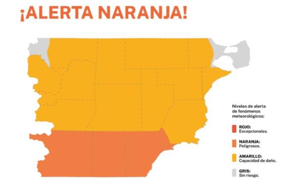 Se anuncia alerta naranja por vientos en gran parte de la Provincia