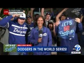 Fans celebrate the Dodgers NLCS sweep over the Brewers