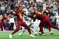 Deadspin | Commanders' Jayden Daniels optimistic about returning to face Seahawks