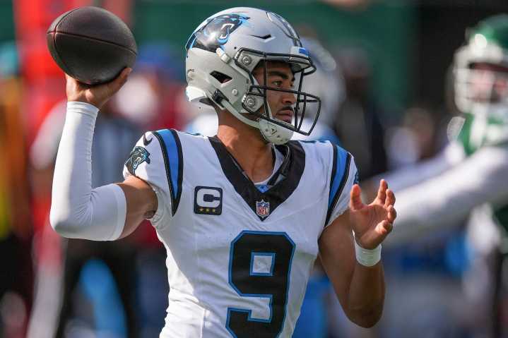 Young works with trainers while recovering from ankle injury as Panthers prepare for Bills