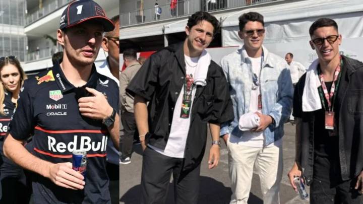 Jugadores del América le regalan una playera al piloto Max Verstappen