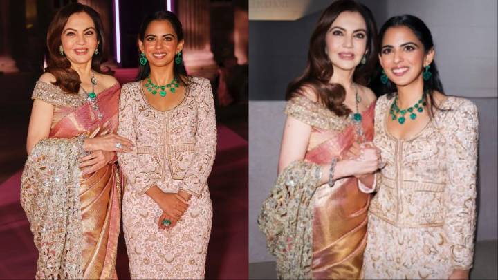 Nita Ambani Glows In A Sunset Kanchivaram Saree And Silver Cutwork Pallu