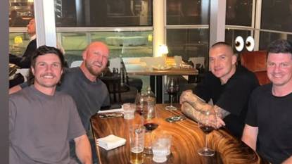 West Coast star Liam Baker sends Eagles’ fans into a spin with picture with Andrew McQualter and Dustin Martin