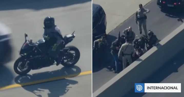 VIDEO | Persecución en California: motociclista que habría atacado a policía terminó chocando con auto