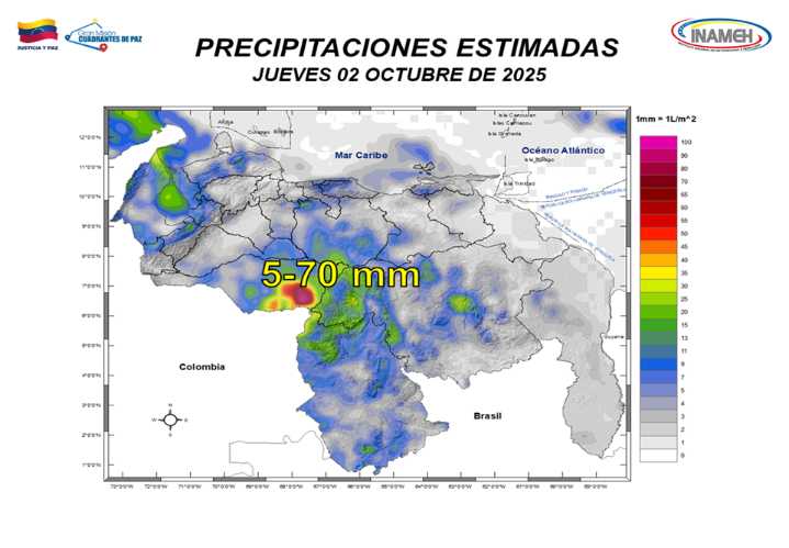 Pronóstico del clima para hoy  jueves    2 de octubre   de 2025