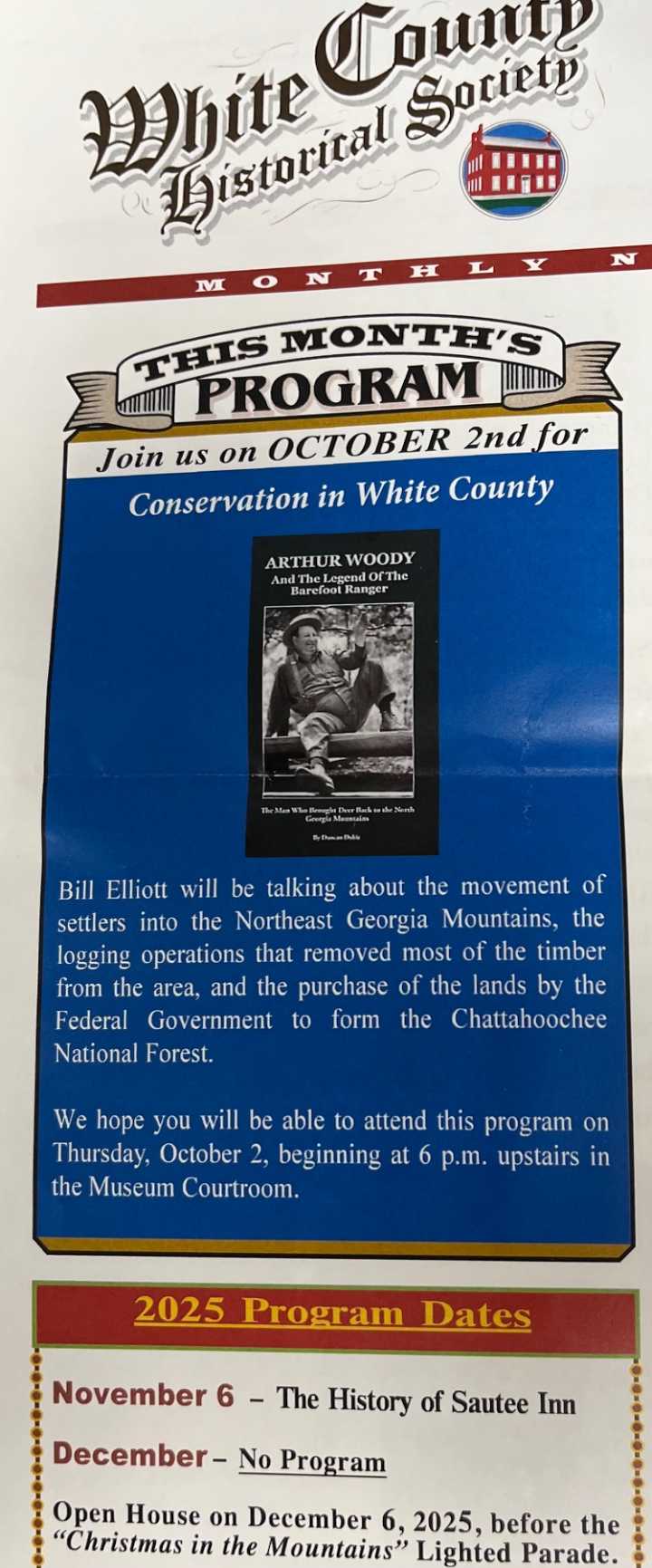 White County Historical Society Monthly Meeting Thursday October 2