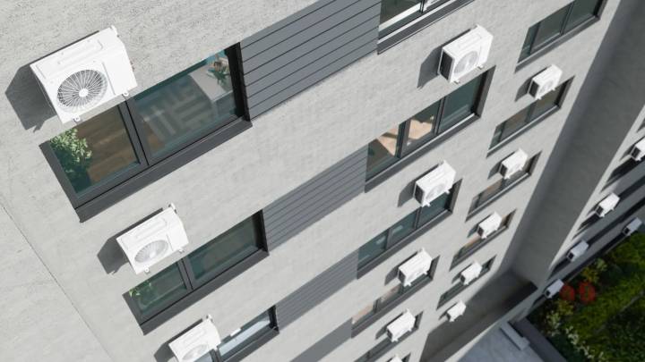 El BOE prohíbe instalar aires acondicionados sin autorización en las fachadas de las viviendas