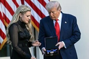 Trump hails ‘martyr’ Charlie Kirk at posthumous medal ceremony