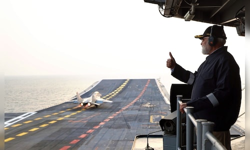 PM Modi celebrates Diwali aboard INS Vikrant, watches MiG 29 jets take off