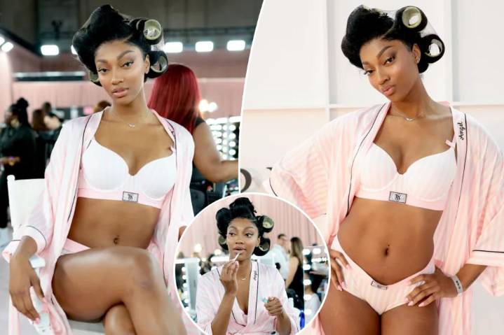 Angel Reese stuns backstage at Victoria's Secret fashion show