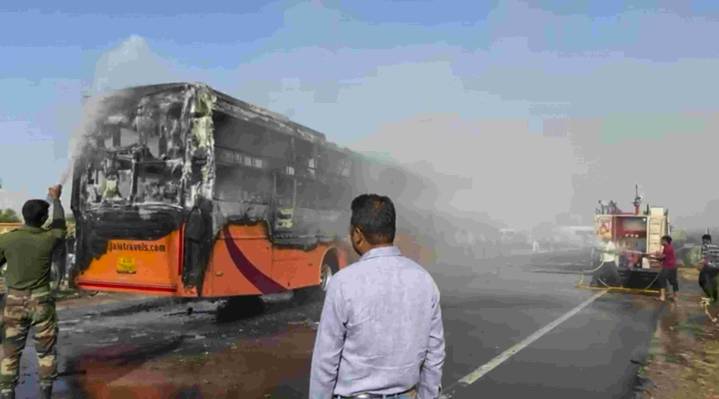 Jaisalmer bus fire: Jammed door trapped passengers, bodies being verified