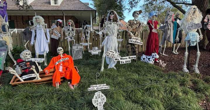 Halloween skelebrity graveyard draws crowds in Baton Rouge