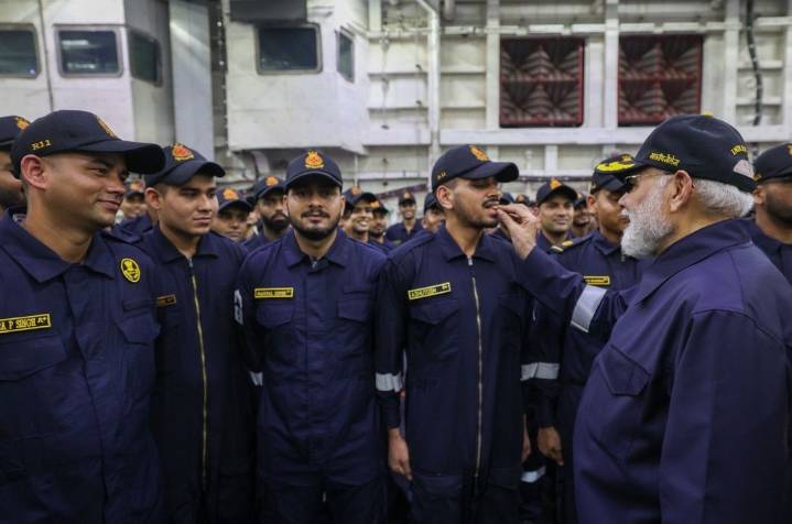 PM Modi spends Diwali on board indigenous aircraft carrier INS Vikrant