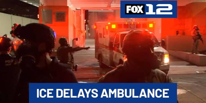 Federal agents delay ambulance leaving Portland ICE building with injured protester