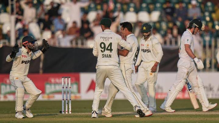 Veteran Test debutant strikes late blows for Pakistan