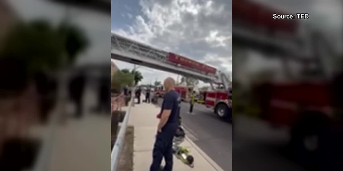 Tucson Fire ladder rescues person from rain ditch in Tucson