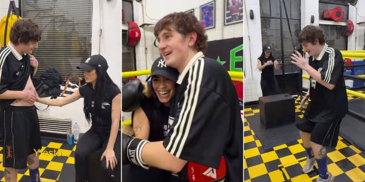 Boxeo, insultos y cachetadas: Dillom mostró cómo entrenó junto a Lali para su show en Vélez