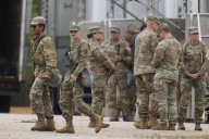 Texas National Guard members staged outside of Chicago