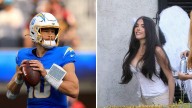 Justin Herbert, Madison Beer Share Kiss Before Game