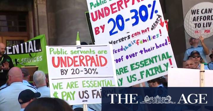 Thousands of workers protest outside SA parliament
