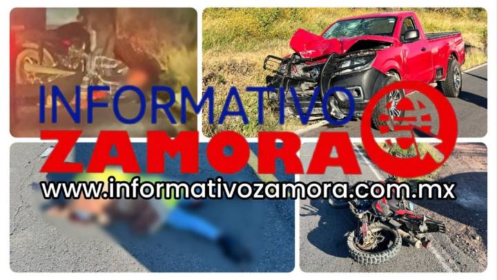 Motociclistas son impactados por una camioneta en la carretera Zamora