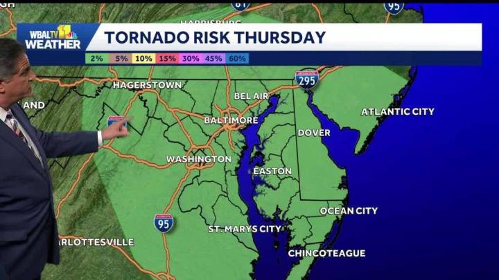 Weather Talk: Slight risk for tornadoes on Thursday across Maryland