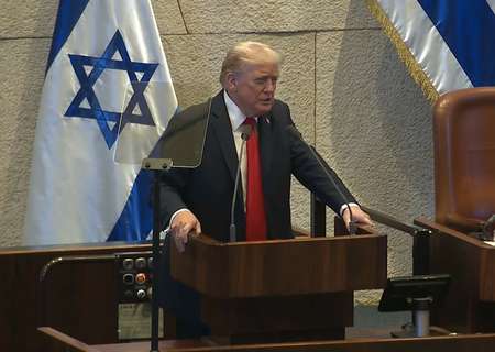 ‘Holy Land finally at peace,’ says Trump at Knesset session