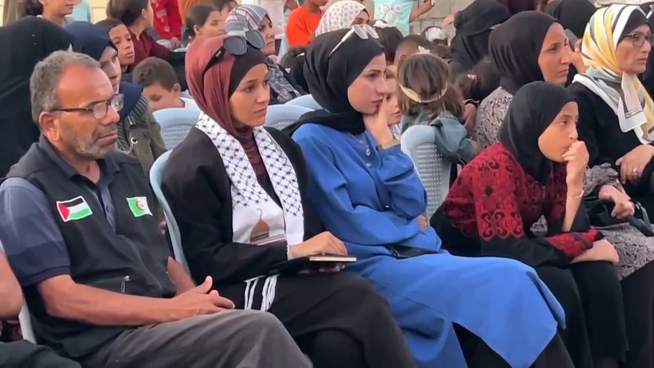 Palestinians gather to watch award-winning film about young girl in Gaza conflict