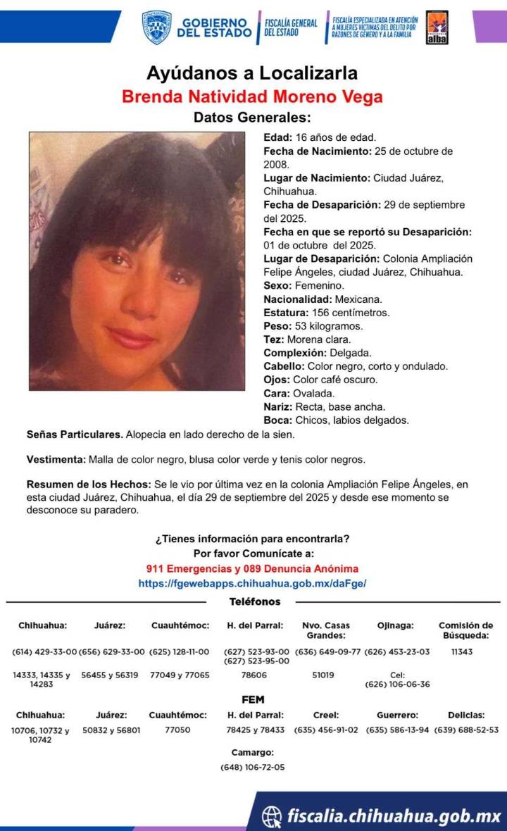 Buscan a joven desaparecida en la colonia Ampliación Felipe Ángeles